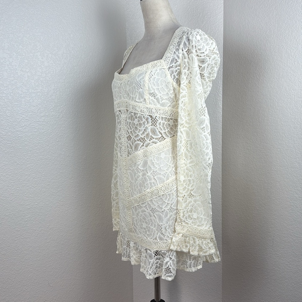 For Love &Lemons Cleo Mini Dress in Ivory Size X-Large NWT - Picture 8 of 10